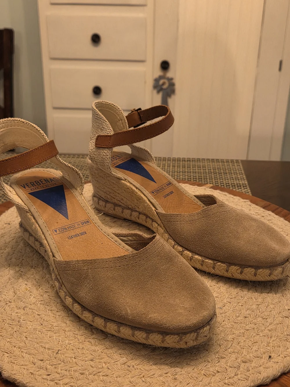 Women's Tan Espadrille Wedge Ankle-Strap Sandal 37